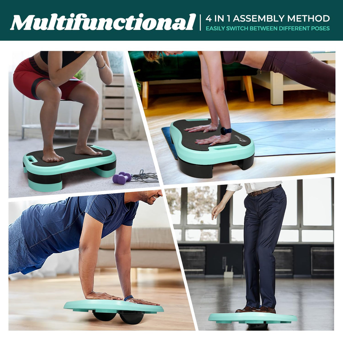 Exercise Step Platform with Cushion and 2 Adjustable Height Risers H771754