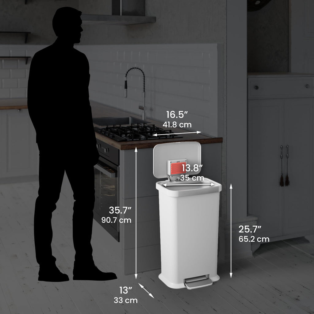 13.2 Gal Step Pedal Kitchen Trash Can with Odor Filter B117698