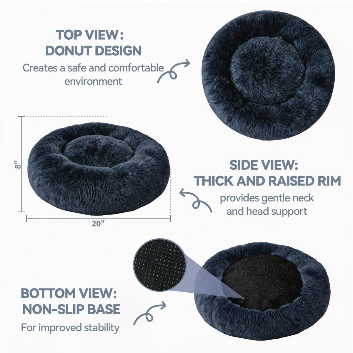 Washable 20" Donut Cat Bed Z61478