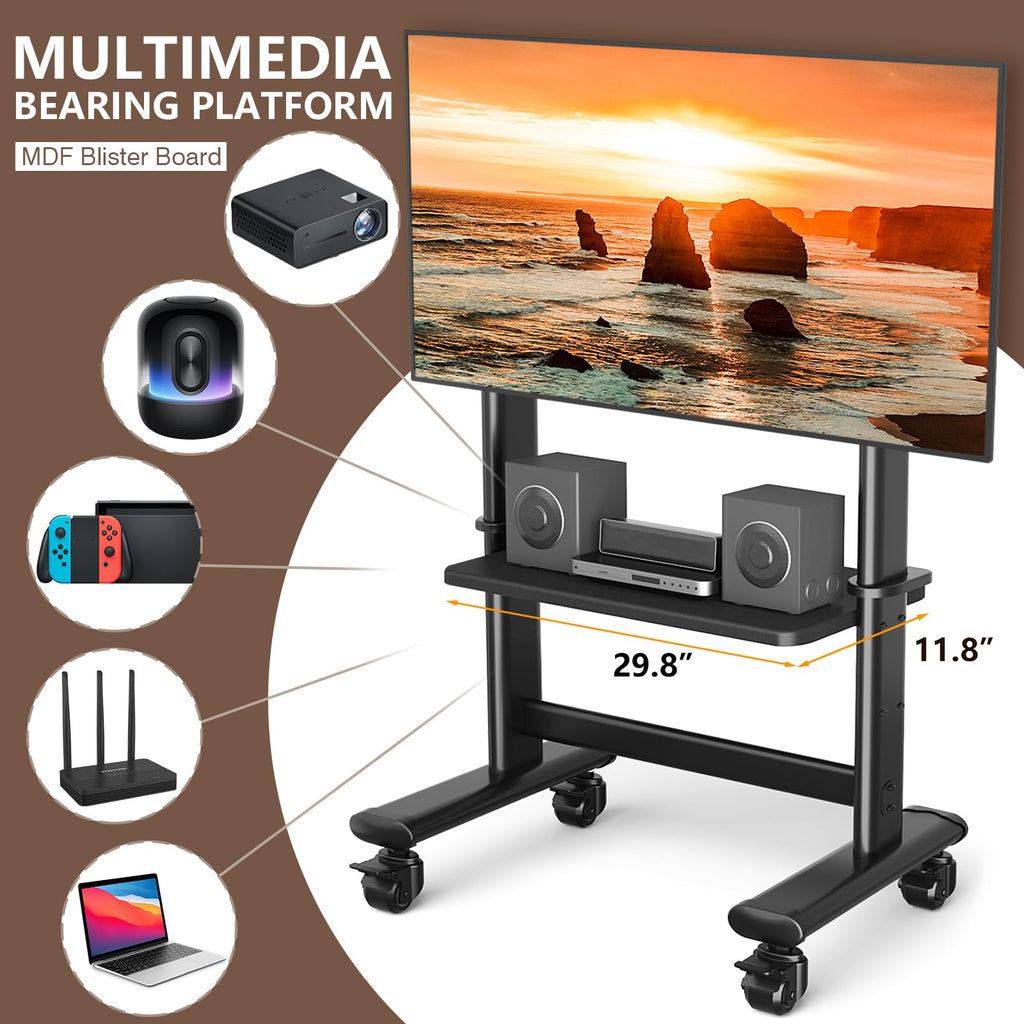 Mobile TV Cart Rolling TV Stand with Wheels for 55-120" TVs H73339