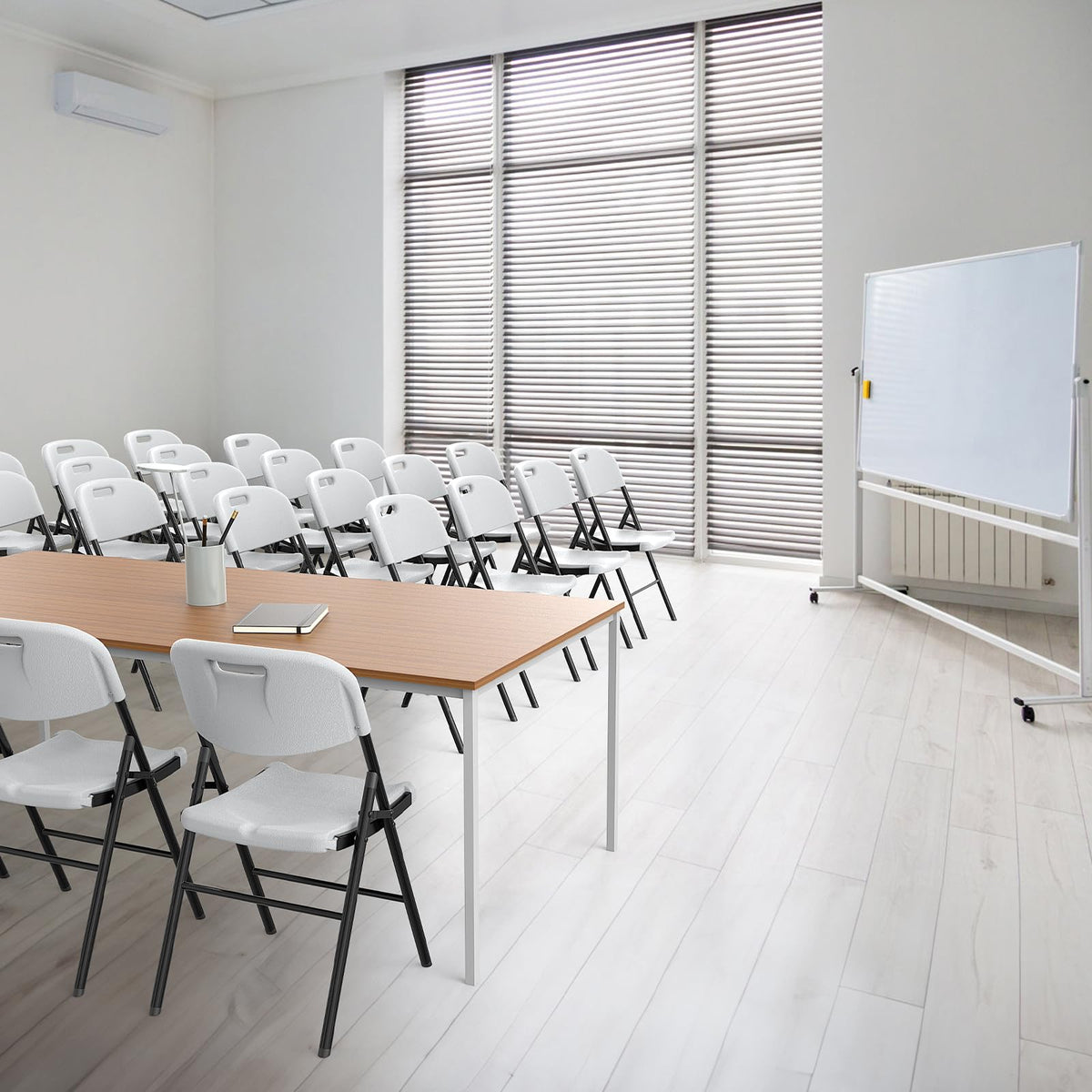 White 10 Pack HDPE Folding Chairs with Steel Frame G33825