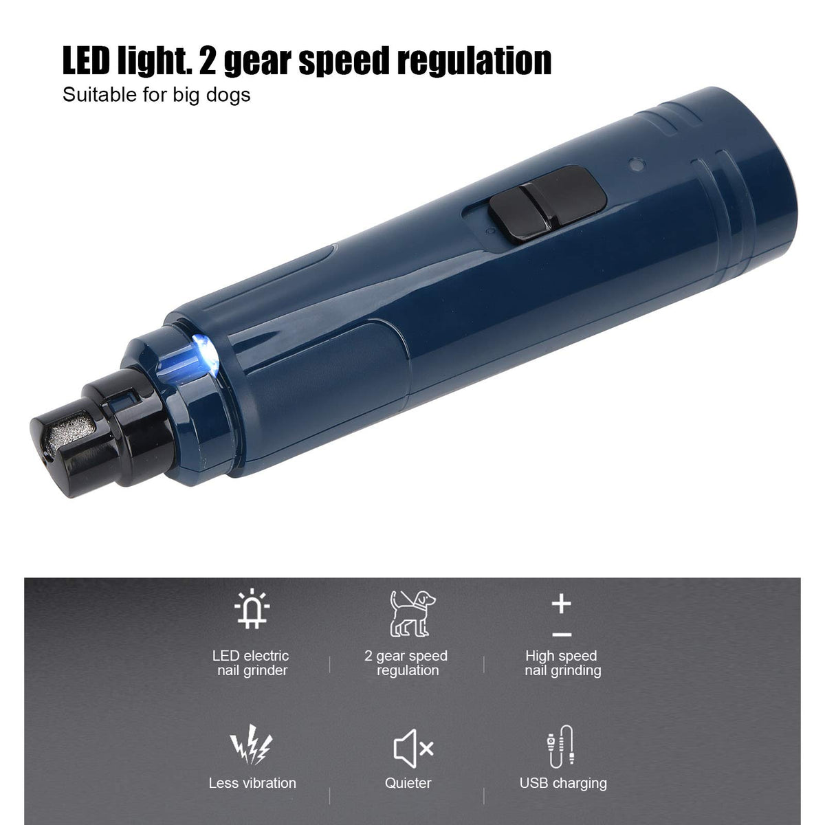 Rechargeable Portable LED Electric Dog Nail Grinder W6512