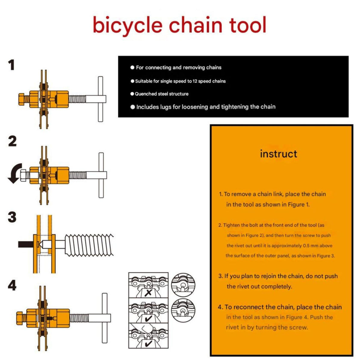 Bicycle Chain Breaker Removal Tool Kit E305107