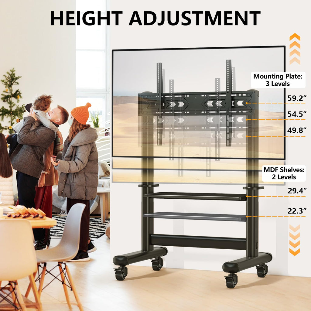 Mobile TV Cart Rolling TV Stand with Wheels for 55-120" TVs H73339