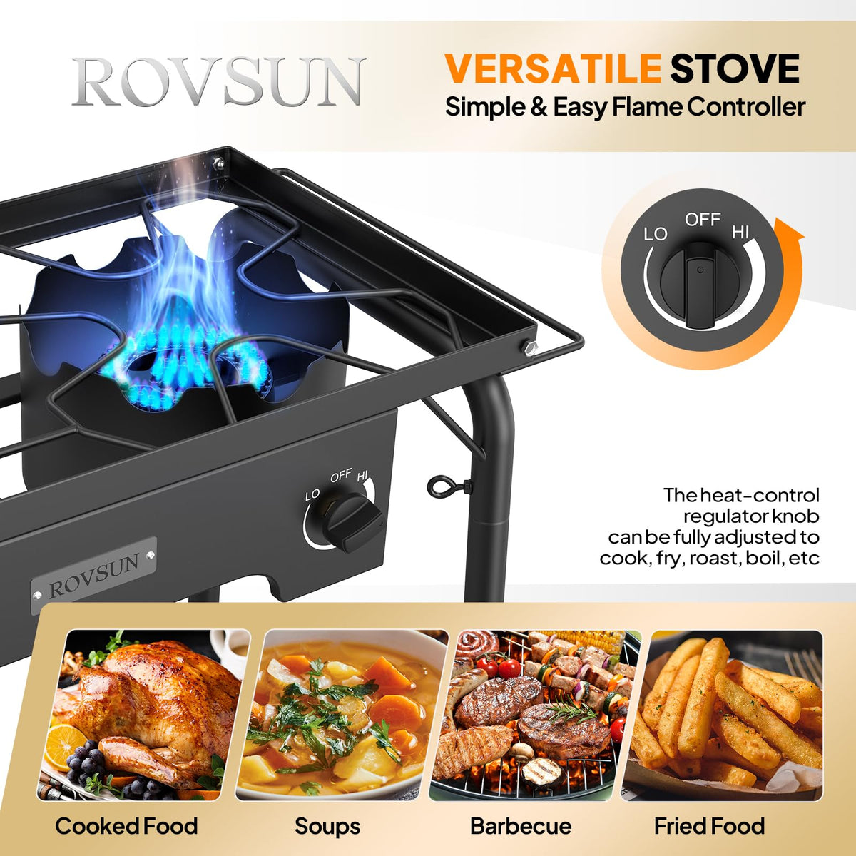 2 Burner Portable Propane Gas Stove with Side Shelves N2365