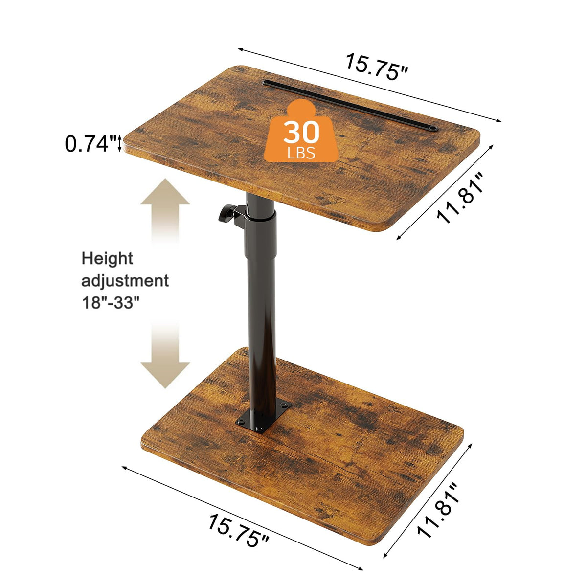 Height Adjustable Swivel C Shaped Side Table Set of 2 A34078