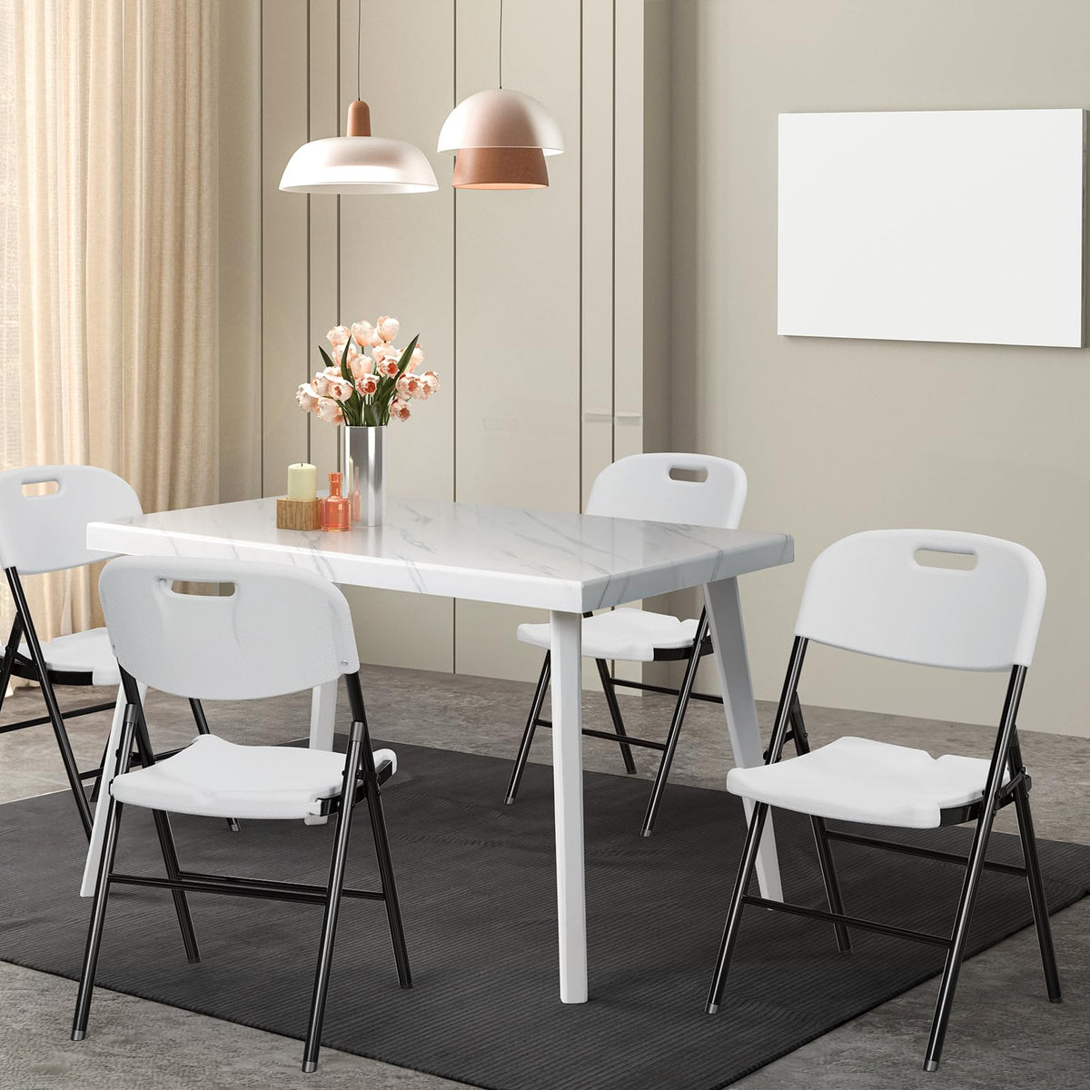 White 10 Pack HDPE Folding Chairs with Steel Frame G33825