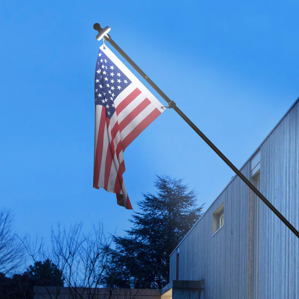 5FT Black Stainless Steel Flag Pole Kit with Solar Light and American Flag I461