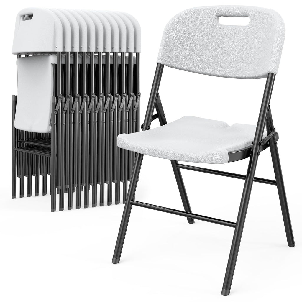 White 10 Pack HDPE Folding Chairs with Steel Frame G33825