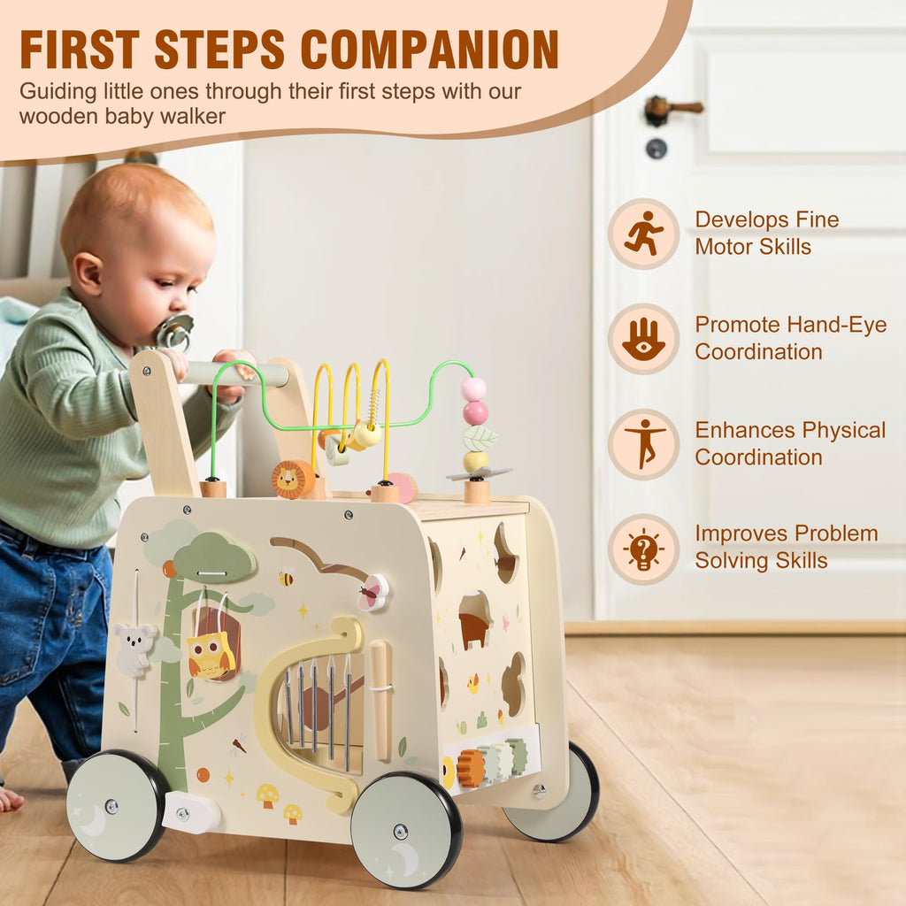 Wooden Activity Cube Push Walker L3959