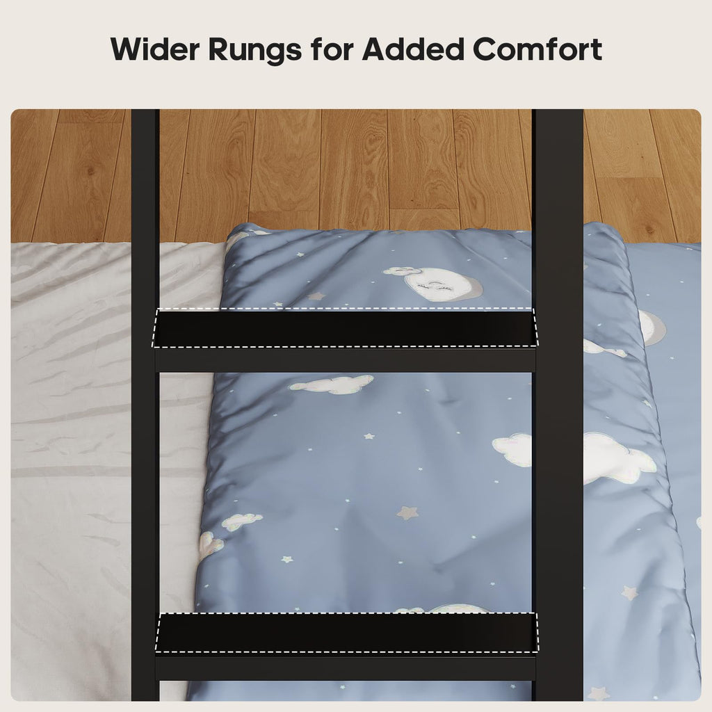 Black Twin Over Twin Bunk Bed with Storage Drawers & Bookshelf D554468