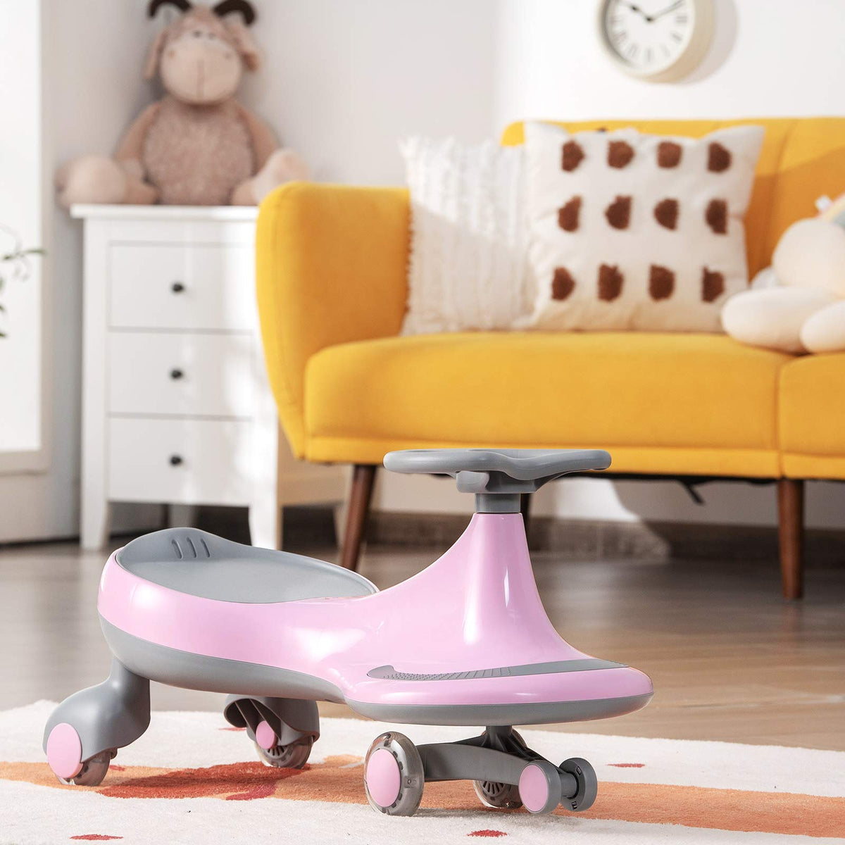 Pink Wiggle Car with LED Flashing Wheels Y667