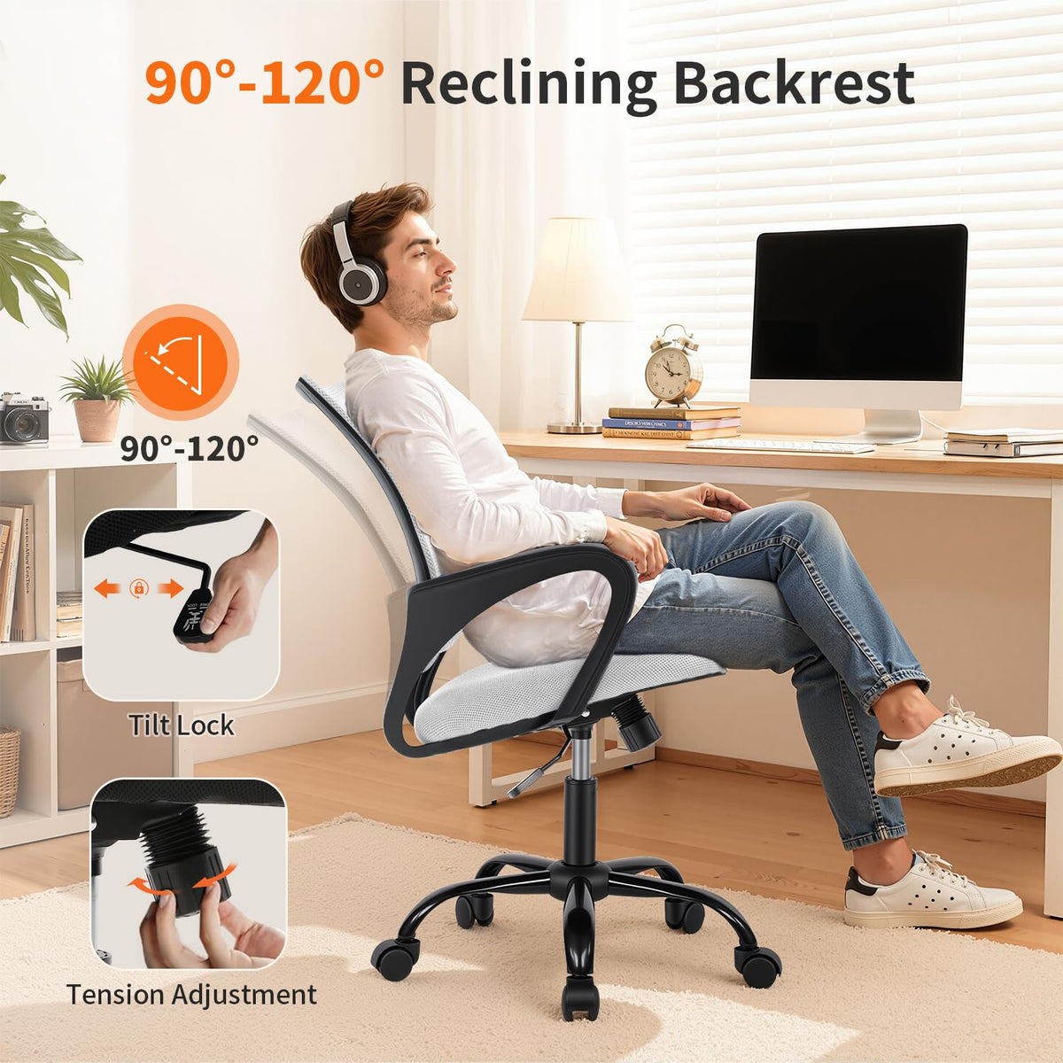 Ergonomic White Mesh Office Chair H797195