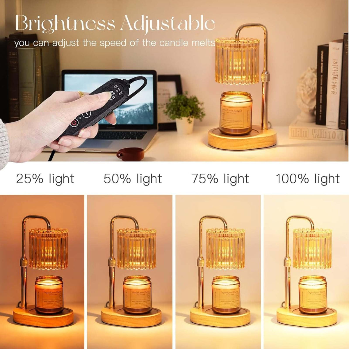 Candle Warmer Lamp with Timer, 2 Bulbs Height Adjustable Dimmable F734124