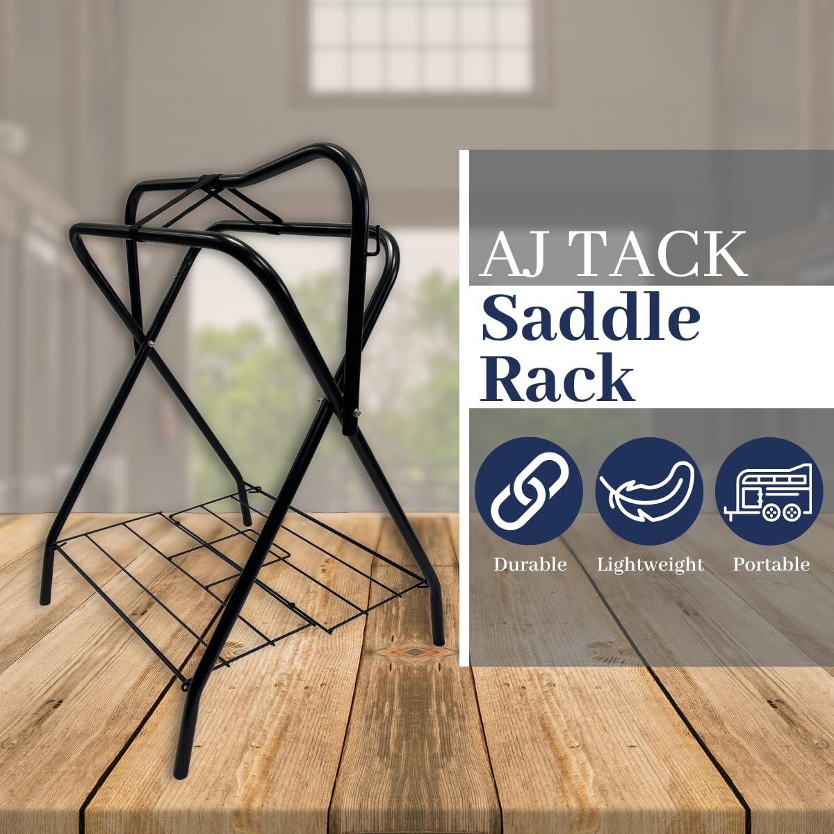 Portable Folding Saddle Rack Powder-Coated Steel Y493665