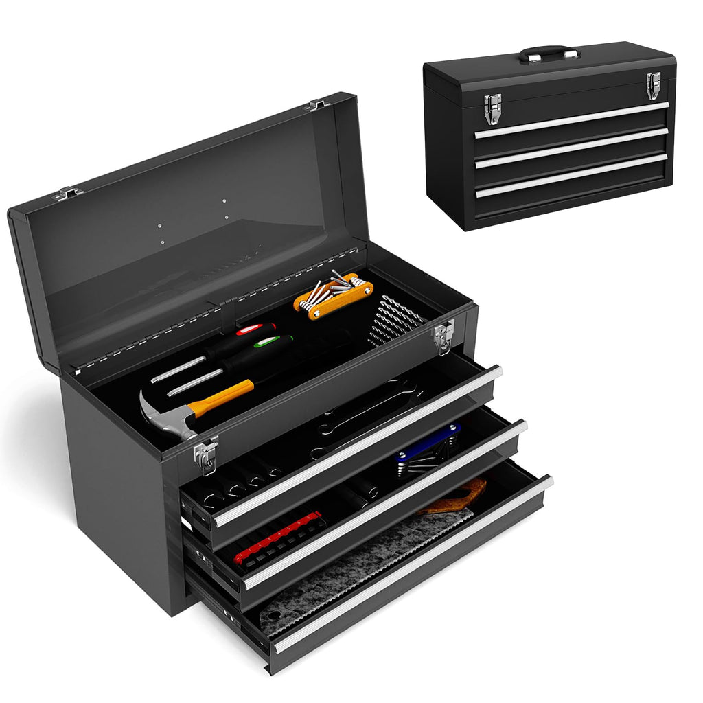 Portable Metal 3 Drawer Lockable Tool Box J82949