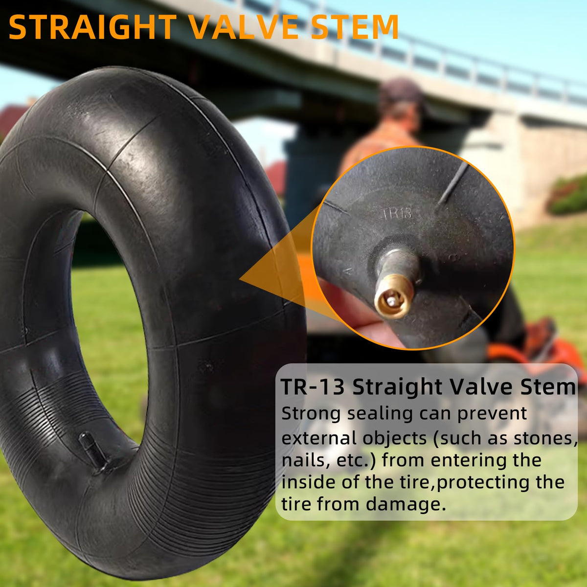 2 Pack 16x6.50-8/7.50-8 Lawn Mower Tire Inner Tubes with TR-13 Straight Valve Stem N722