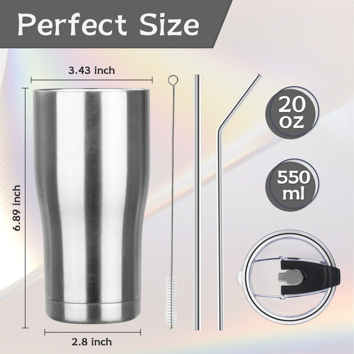 20oz Insulated Tumbler with Lid Straw Y9099