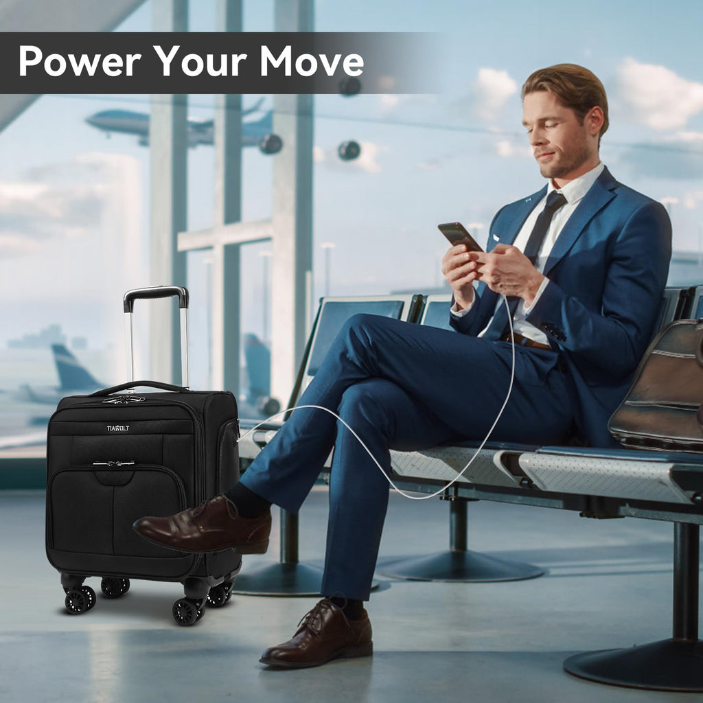 16 Inch Underseat Carry on Luggage with Wheels Black U865