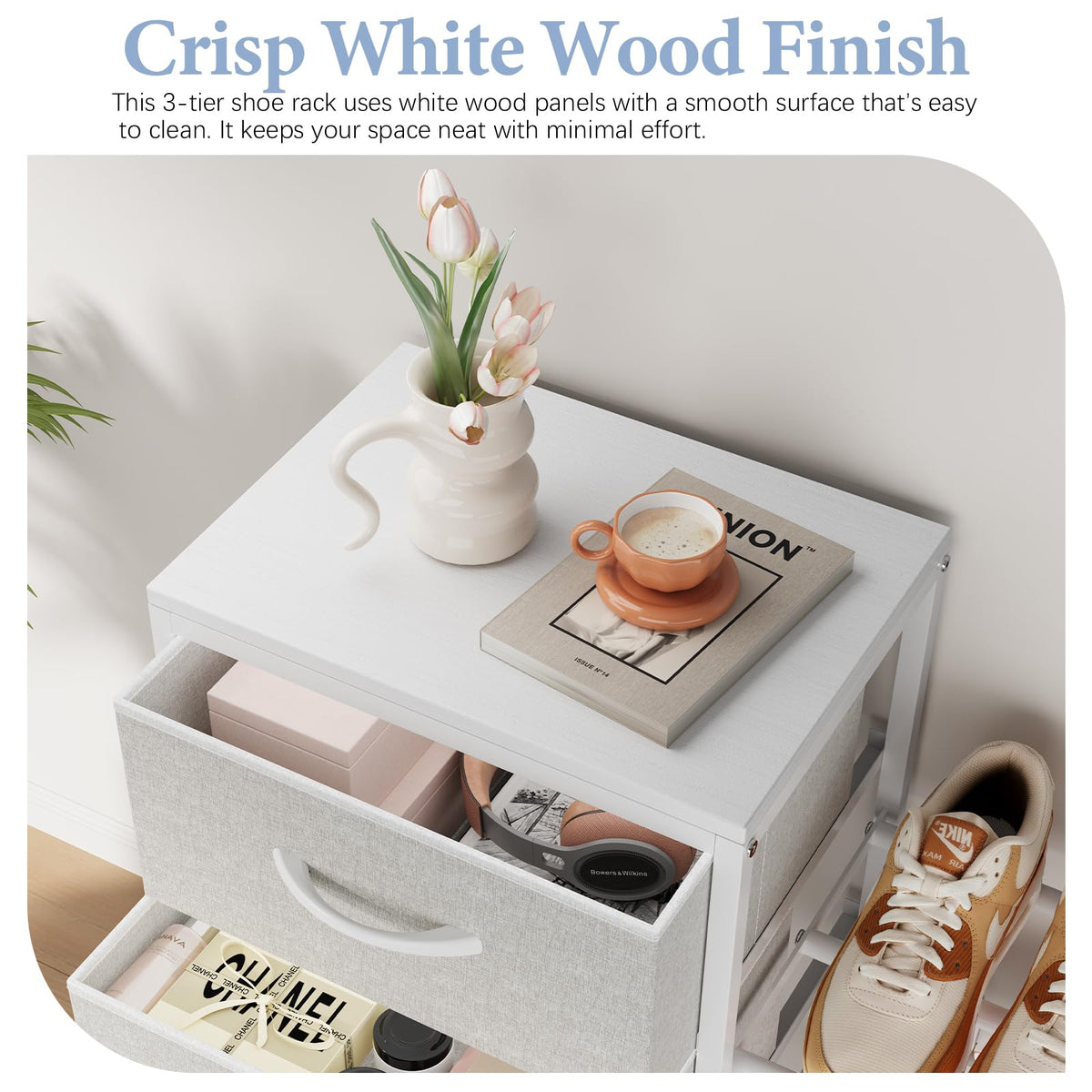 White 4 Drawer Fabric Dresser S286