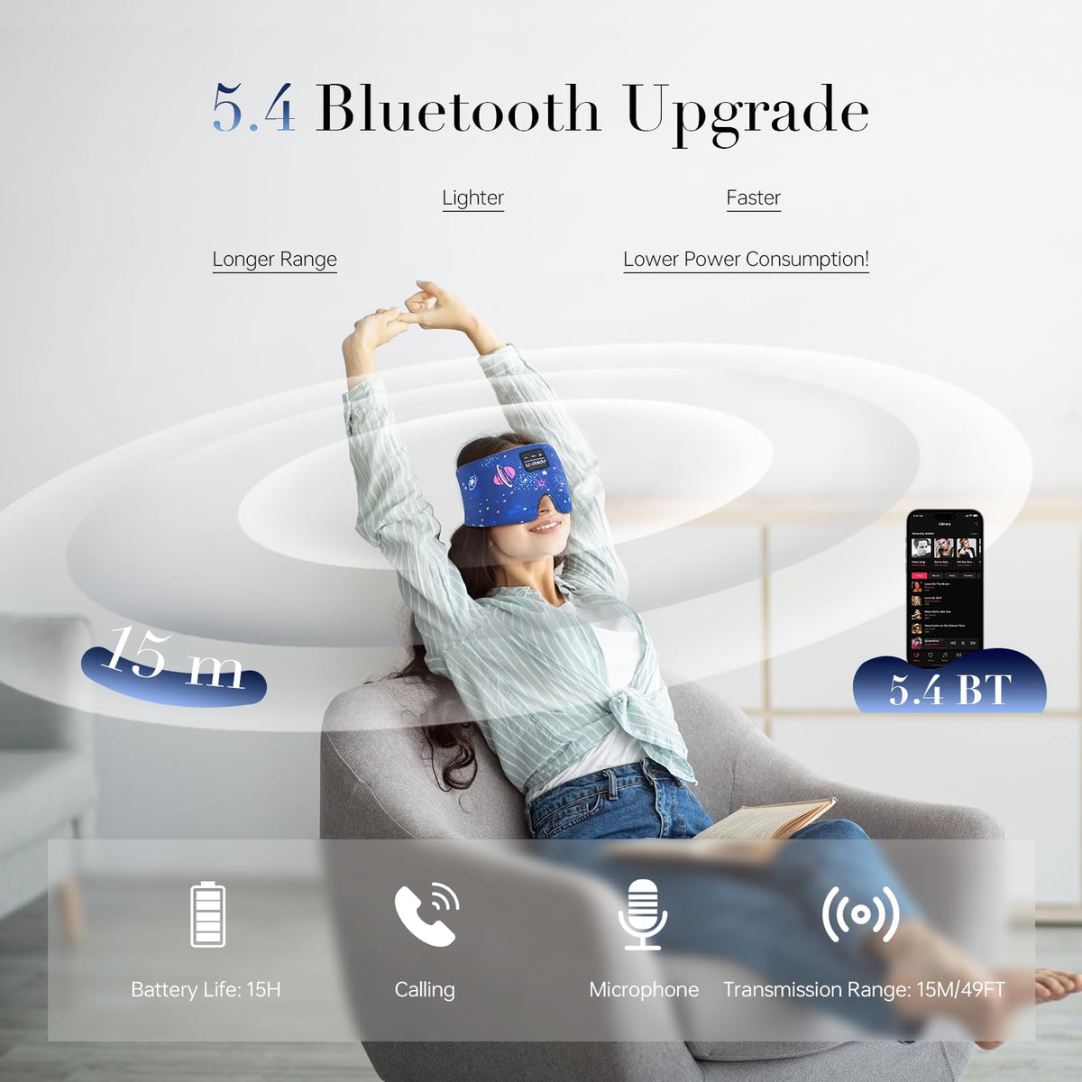 Sleep Mask with Bluetooth Headphones and Silk Sleep Mask N13735