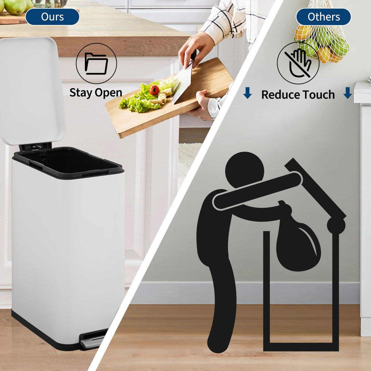13.2 gal Stainless Steel Step Trash Can D86655