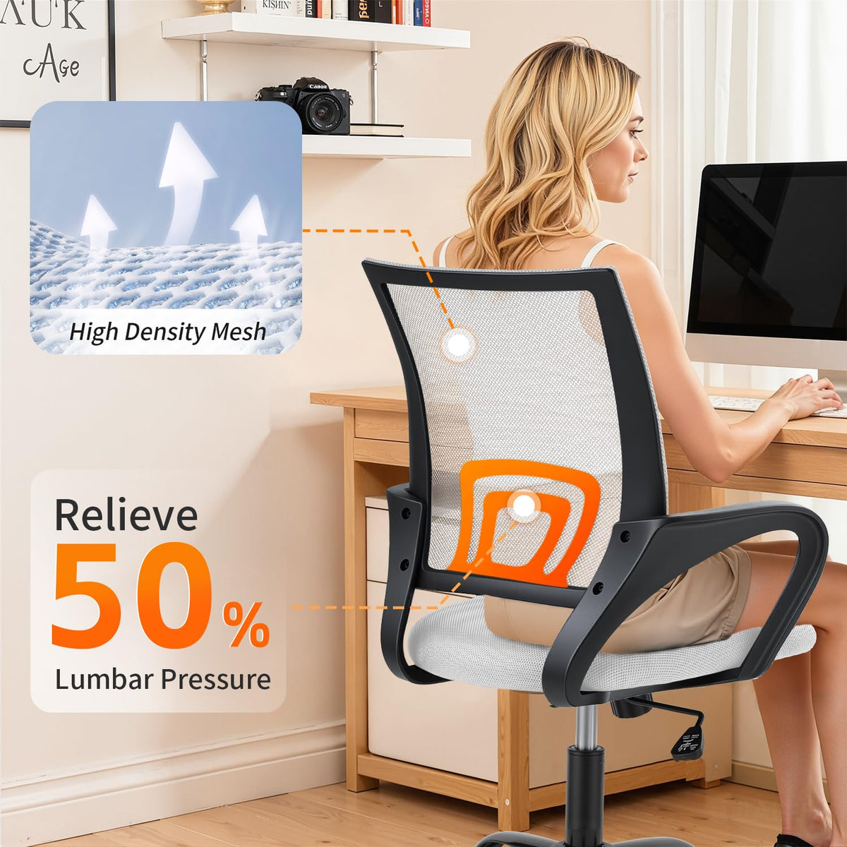 Ergonomic White Mesh Office Chair H797195