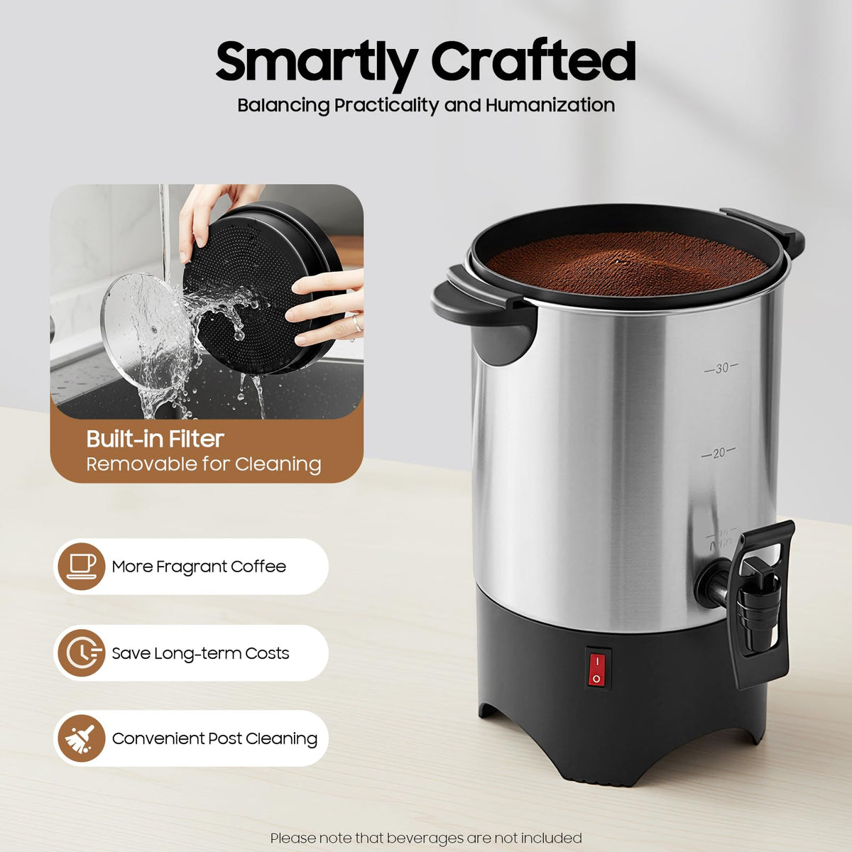 30 Cups Stainless Steel Electric Coffee Urn J668