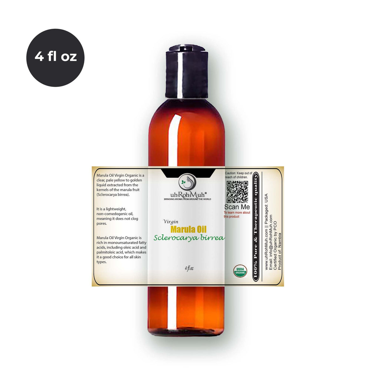 Cold Pressed Virgin Organic Marula Oil 4 Fl Oz Z1274