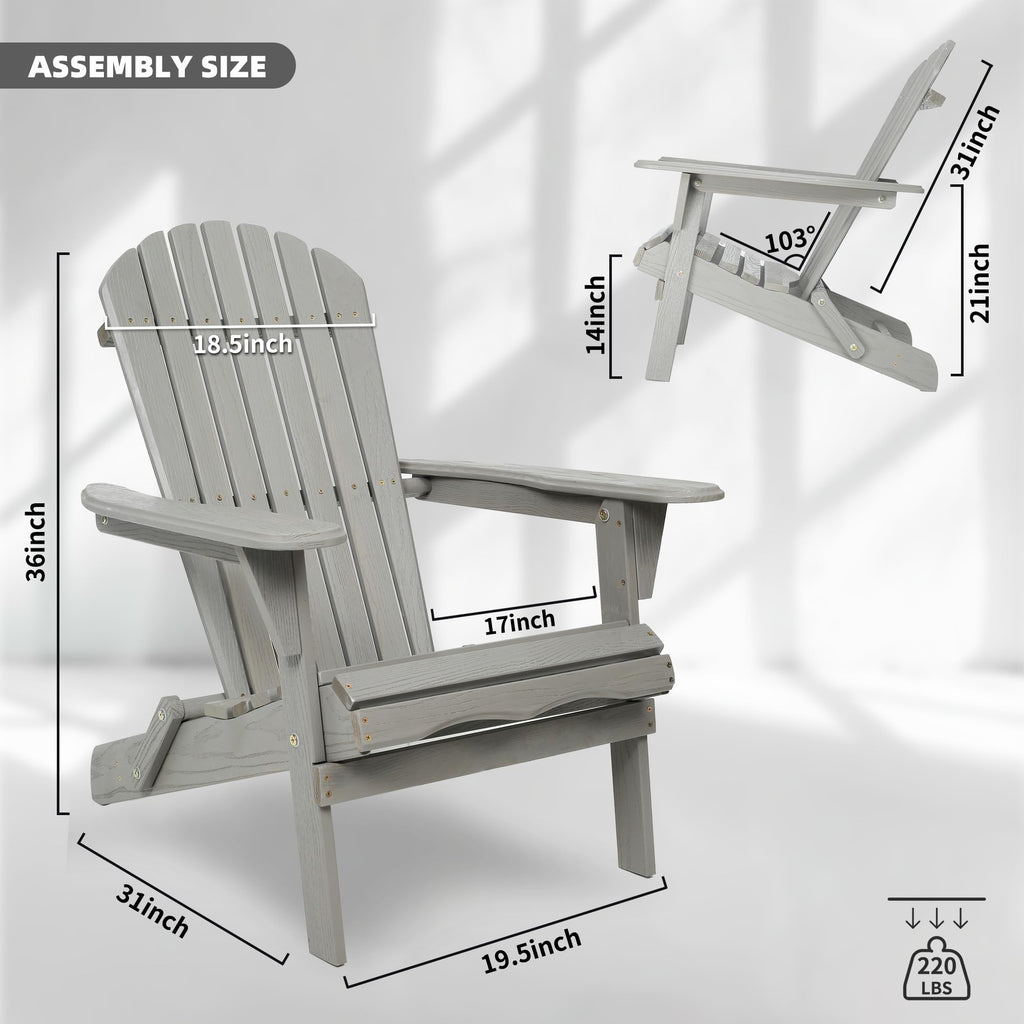 Wood Folding Adirondack Chair Set of 2 Solid Cedar K38584