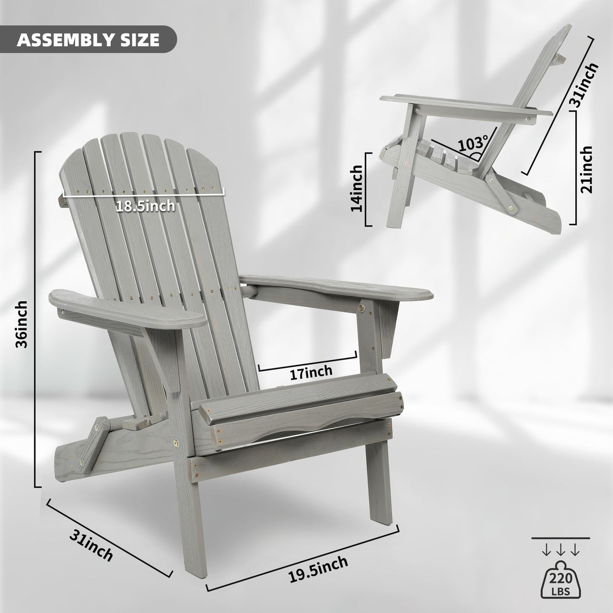 Wood Folding Adirondack Chair Set of 2 Solid Cedar K38584