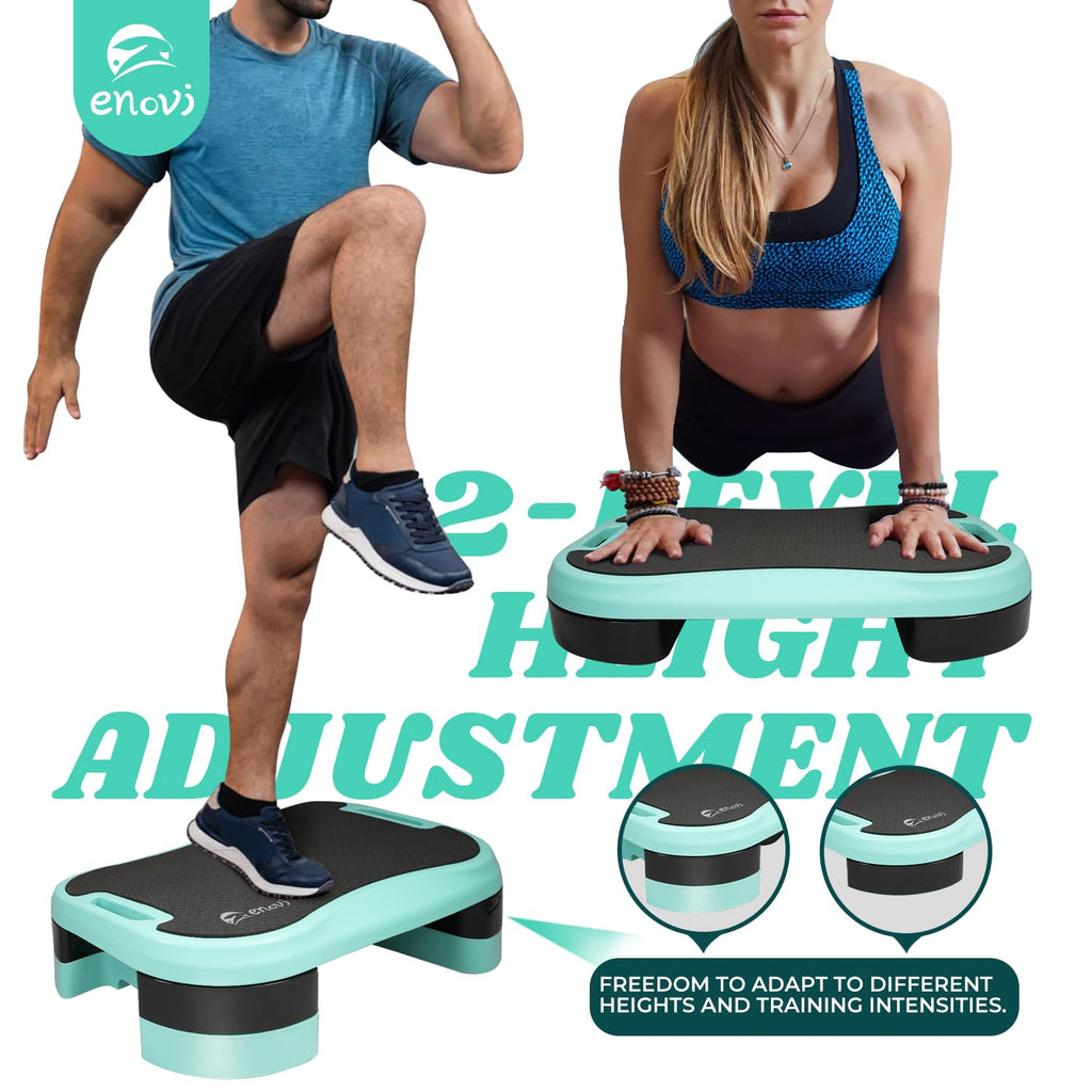 Exercise Step Platform with Cushion and 2 Adjustable Height Risers H771754