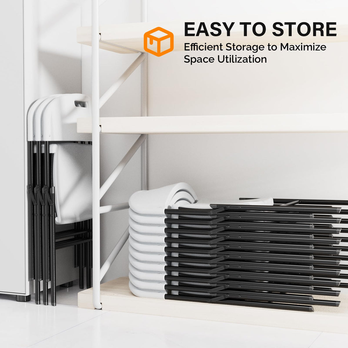 White 10 Pack HDPE Folding Chairs with Steel Frame G33825