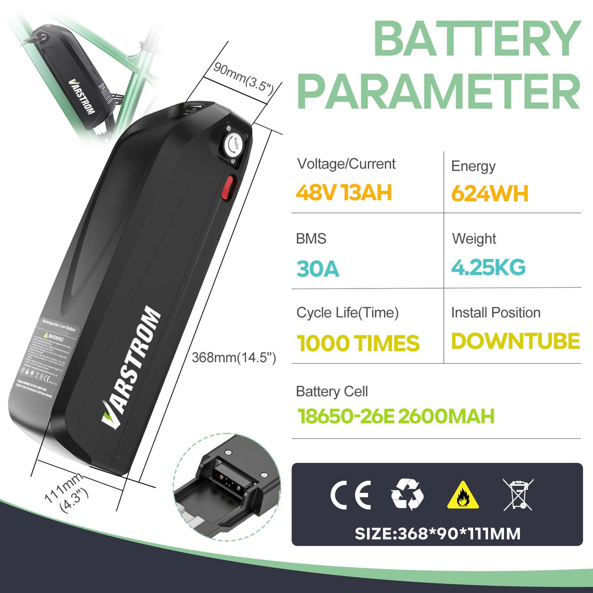 48V 1000W Ebike Conversion Kit with TFT Display and Battery Z637034