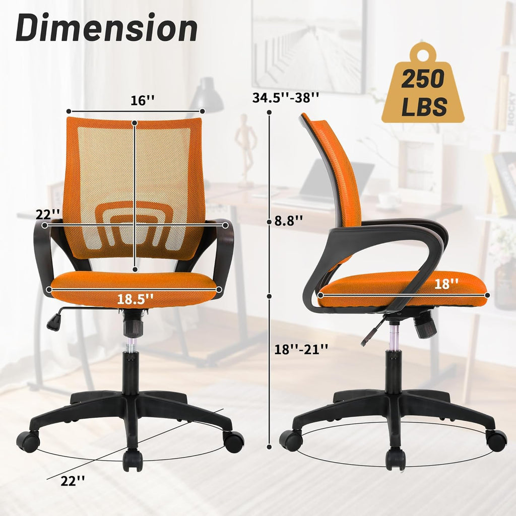 Orange Ergonomic Mesh Office Chair with Lumbar Support D11239