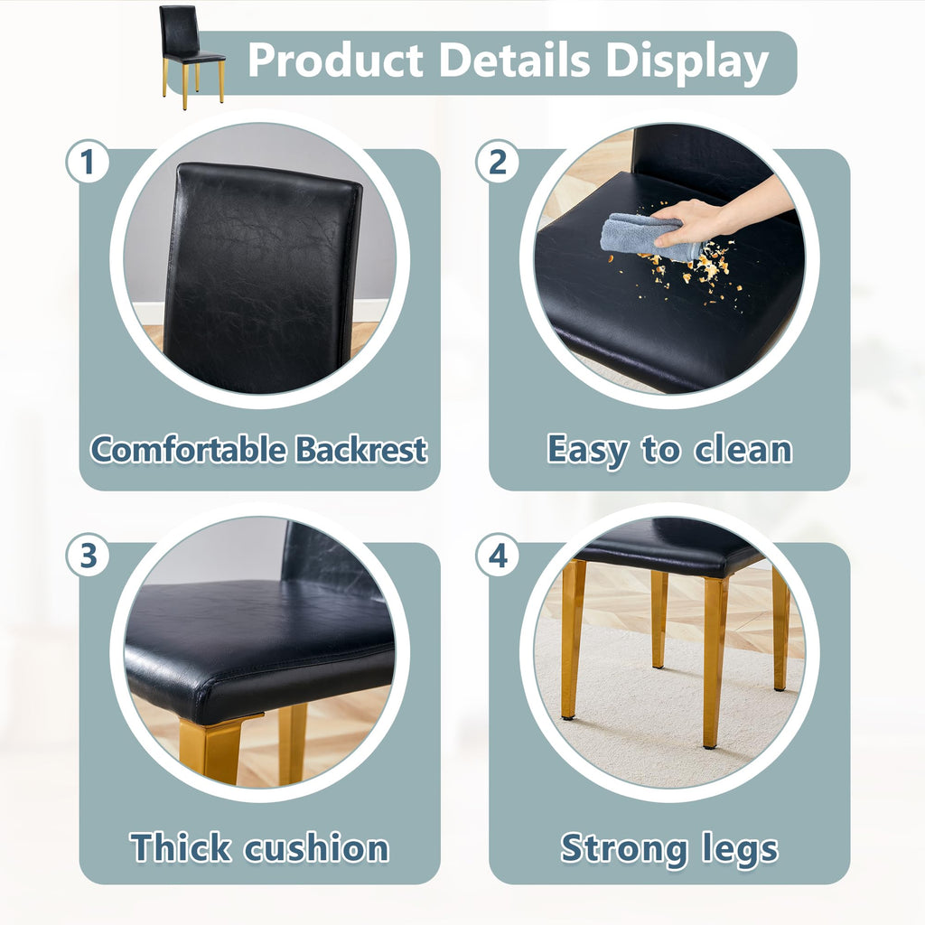 Black Gold Upholstered Dining Chairs Set of 4 K2673