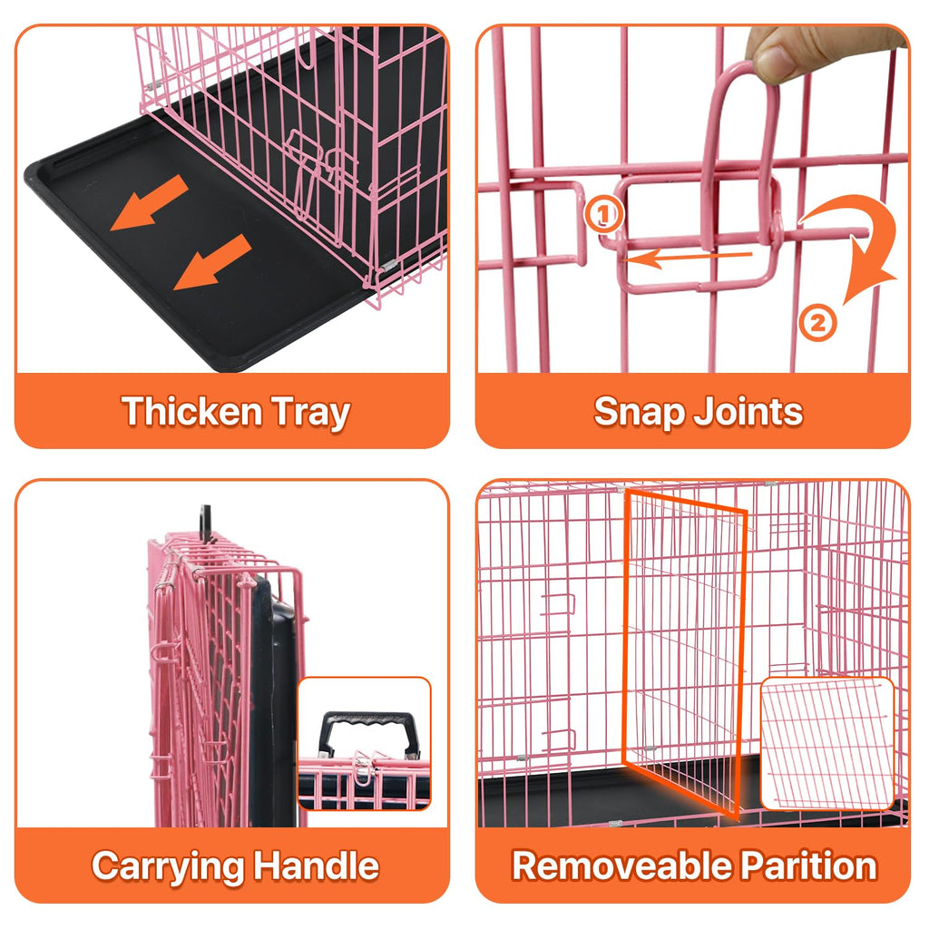 Folding Metal Dog Crate with Tray & Divider G464540