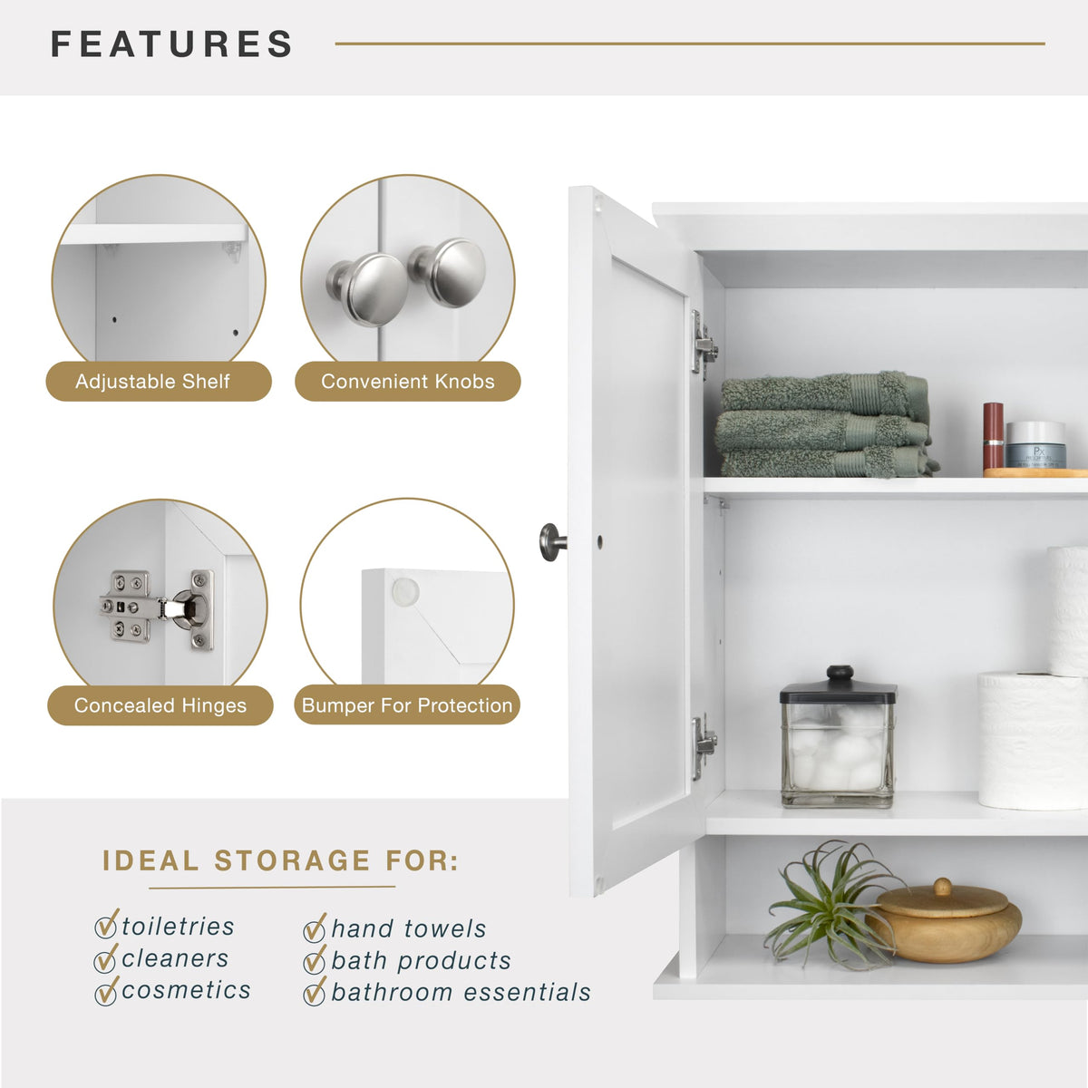 White Wall Mounted Medicine Cabinet Organizer N297115