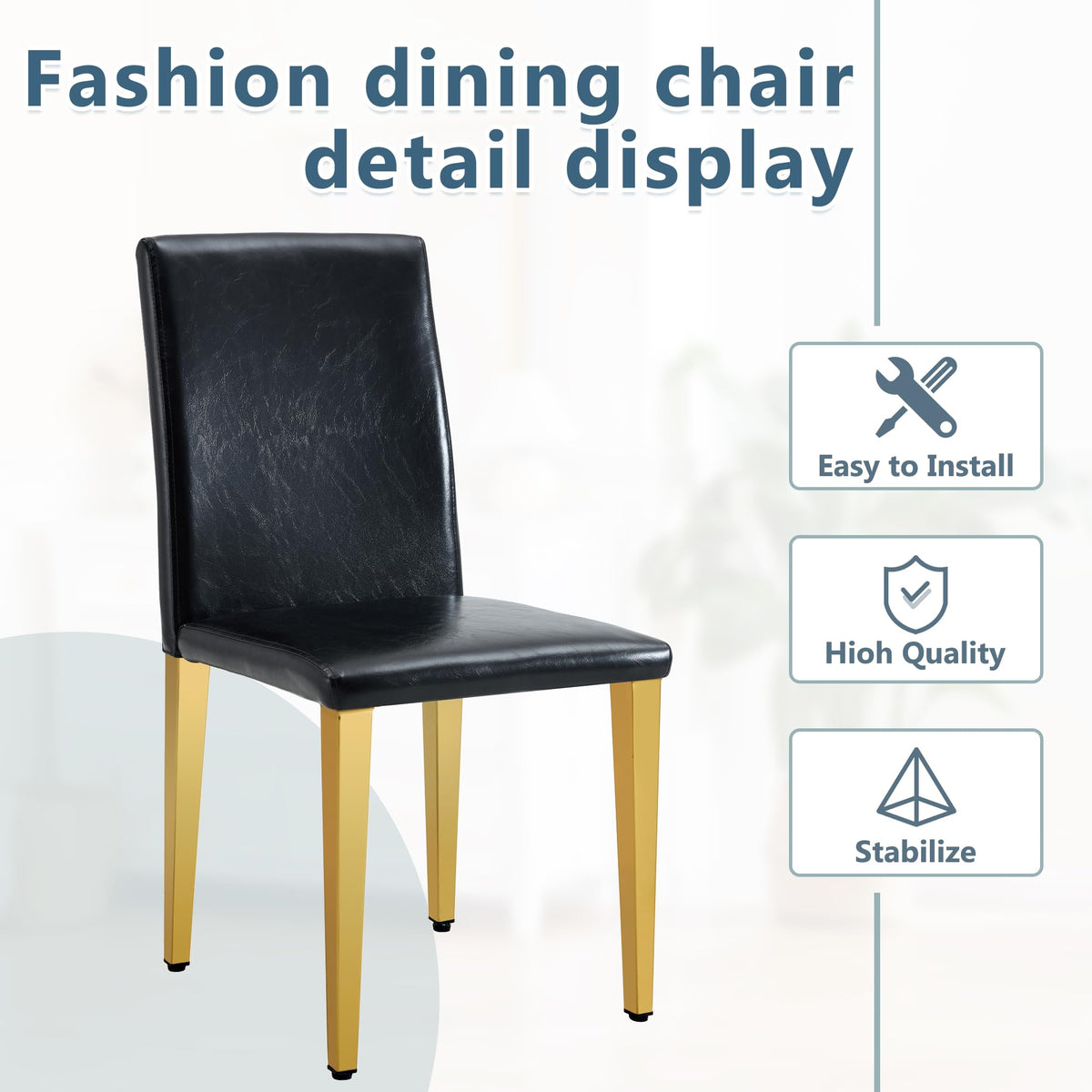 Black Gold Upholstered Dining Chairs Set of 4 K2673