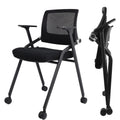 2 Pack Black Mesh Folding Office Chairs with Wheels F455