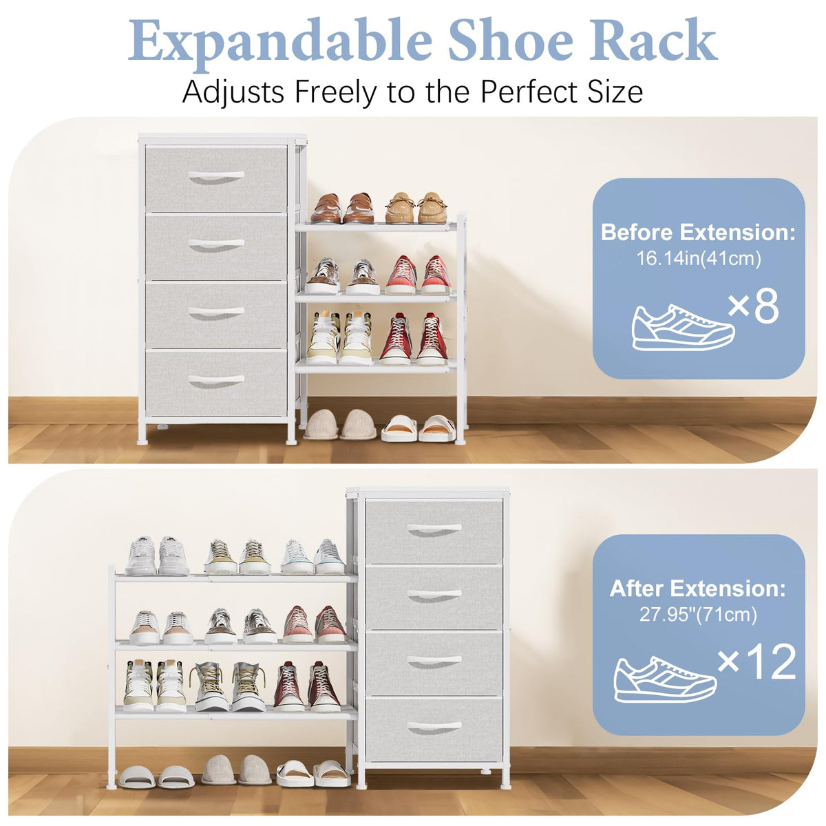 White 4 Drawer Fabric Dresser S286