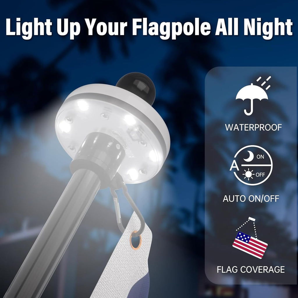 5FT Black Stainless Steel Flag Pole Kit with Solar Light and American Flag I461