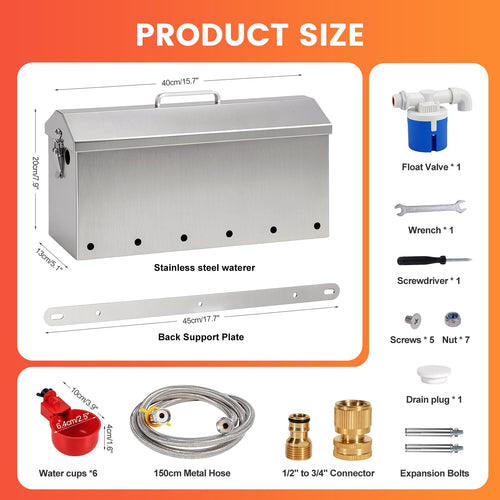 1.5 Gallon Metal Automatic Chicken Waterer W3885