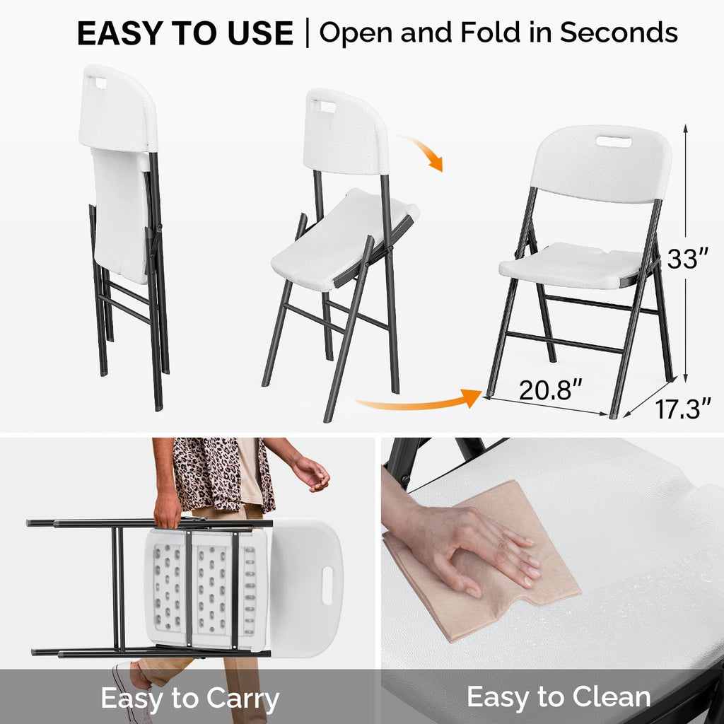White 10 Pack HDPE Folding Chairs with Steel Frame G33825