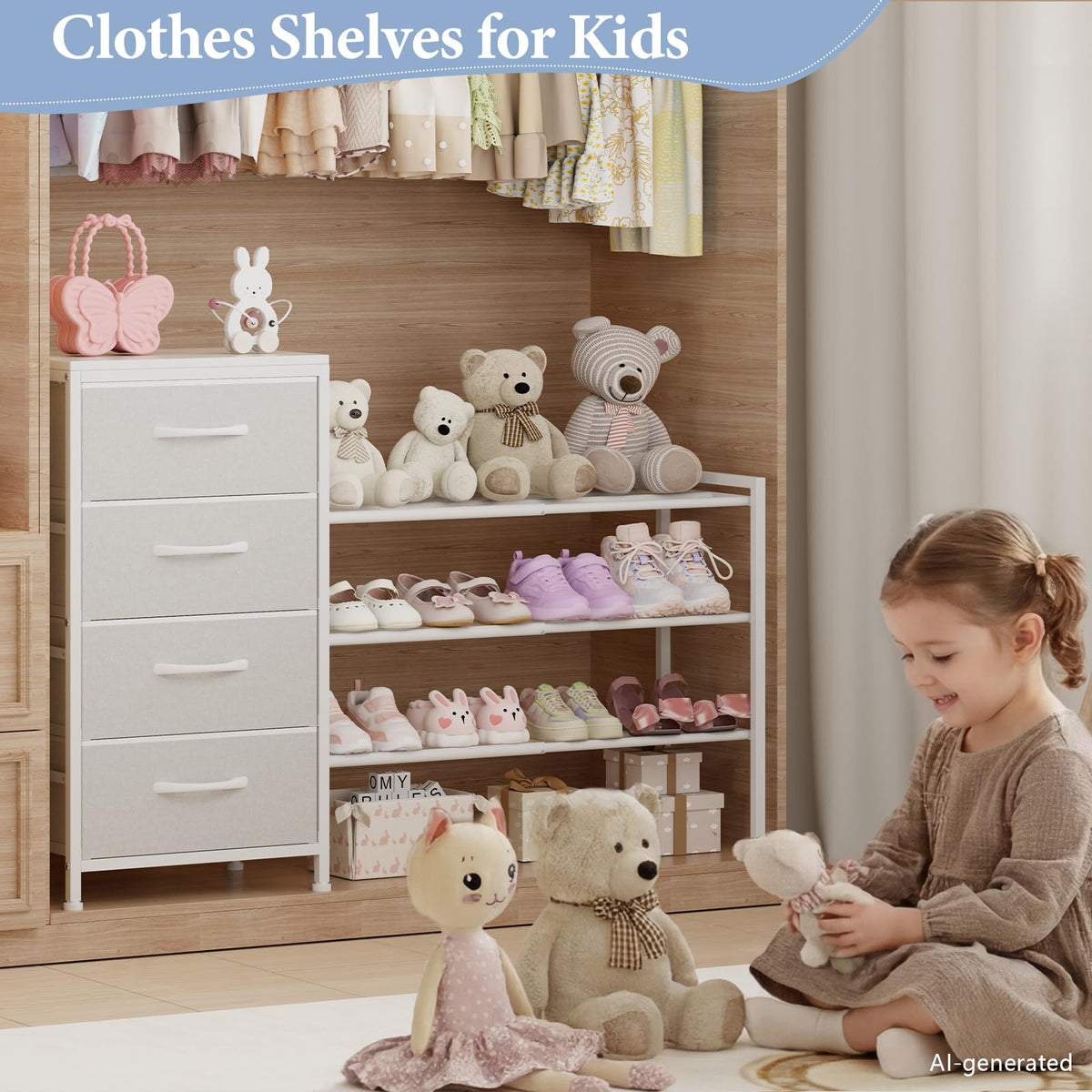 White 4 Drawer Fabric Dresser S286