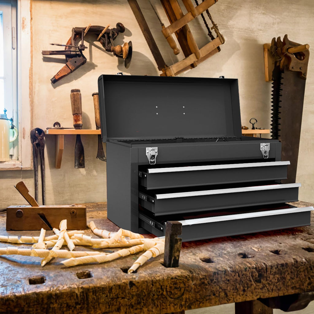 Portable Metal 3 Drawer Lockable Tool Box J82949
