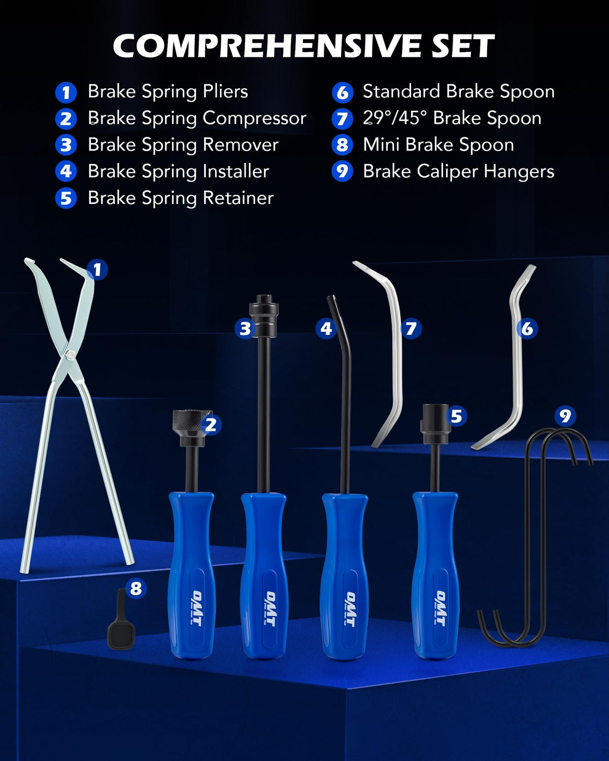 10pc Drum Brake Tool Kit with Spring Pliers and Adjusting Spoons Set J229484