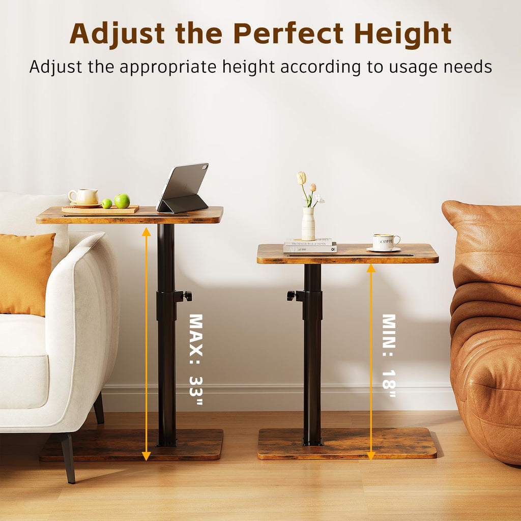 Height Adjustable Swivel C Shaped Side Table Set of 2 A34078