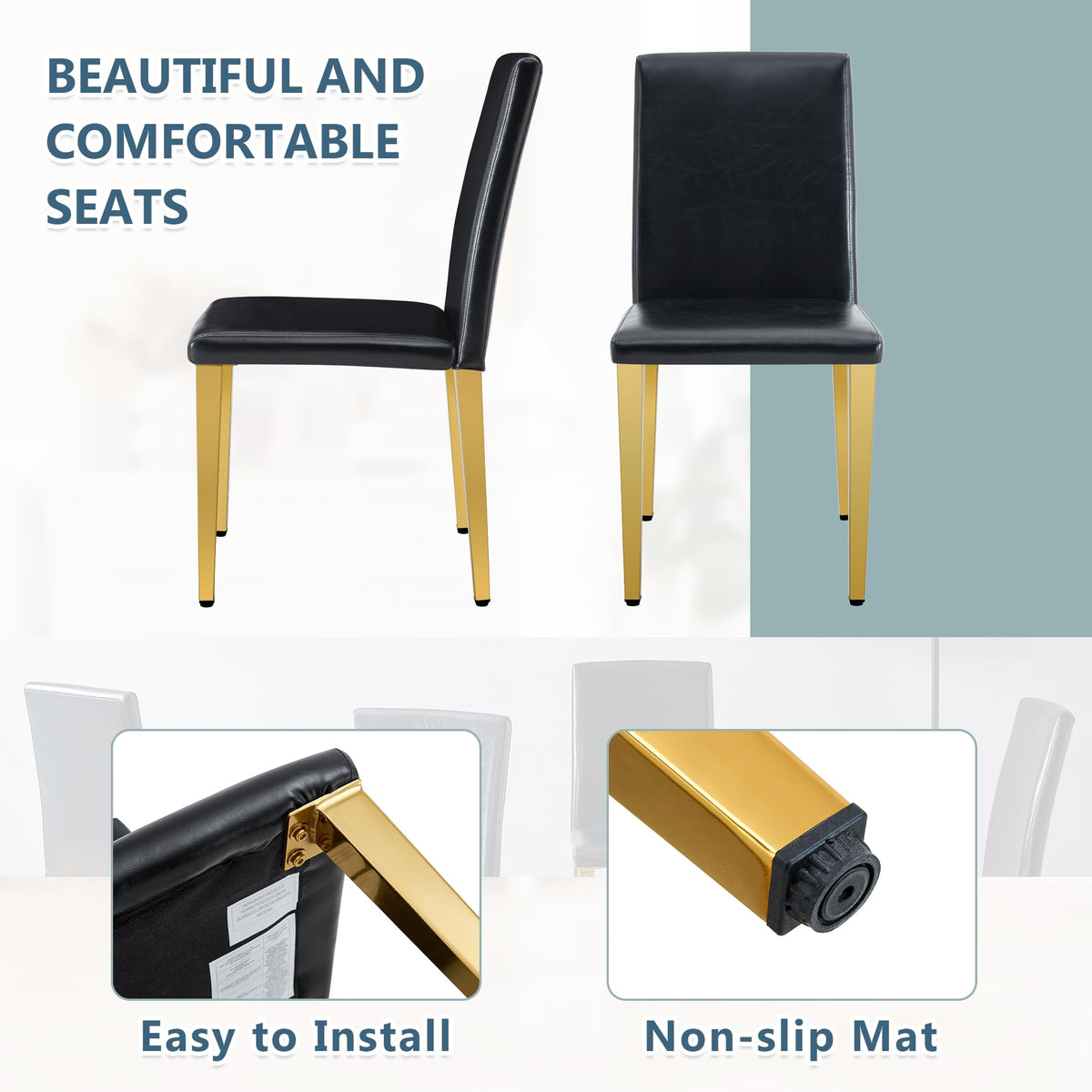 Black Gold Upholstered Dining Chairs Set of 4 K2673
