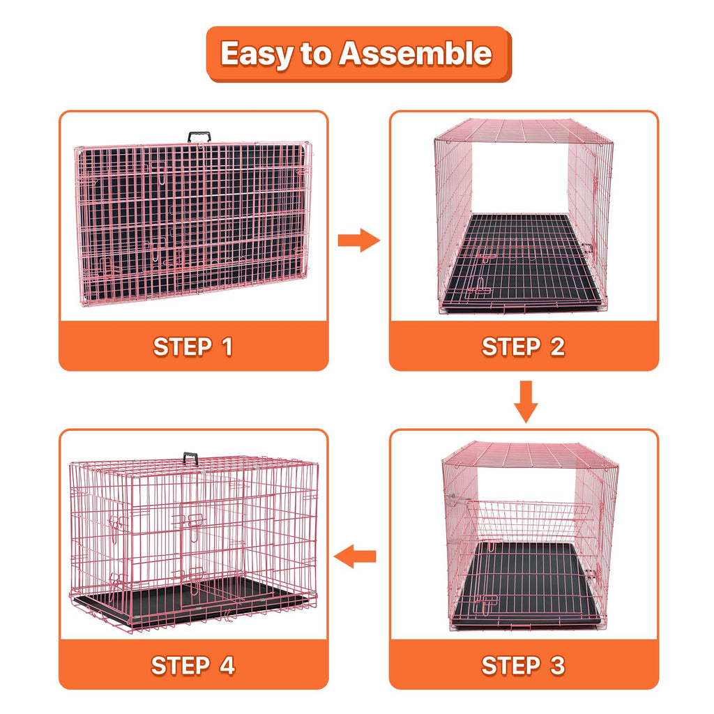 Folding Metal Dog Crate with Tray & Divider G464540